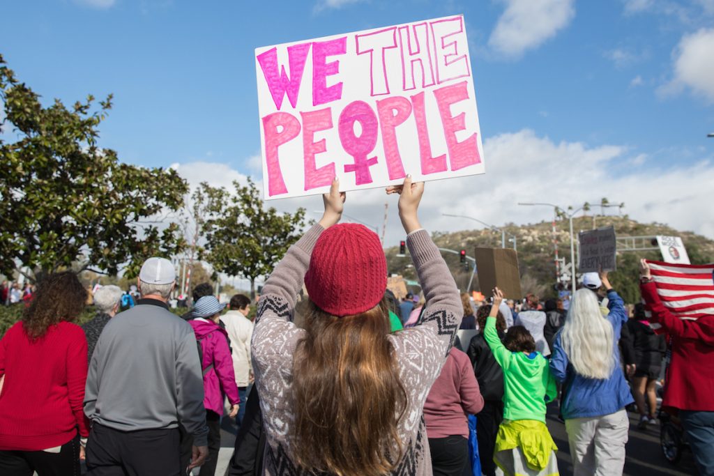 More than 10,000 people gathered in San Marcos, Calif. as part of the Women's March that drew more than 3.3 million in more than 500 cities worldwide. Photo Courtesy of CSUSM Alumna Jessamyn Trout '15. 