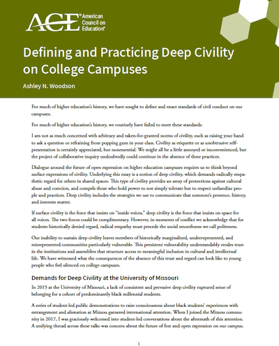 Defining and Practicing Deep Civility on College Campuses